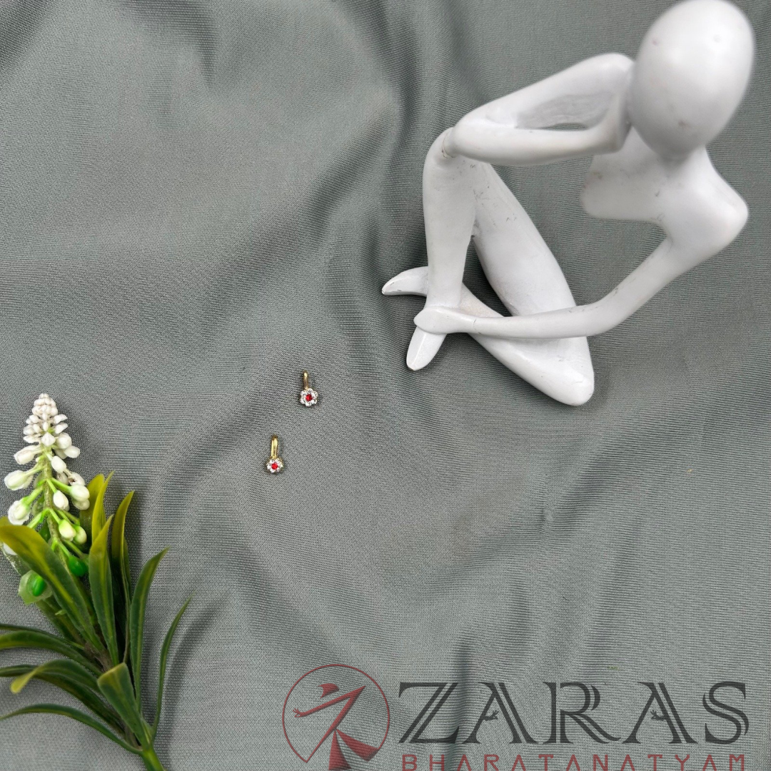 Bharatanatyam Dance Jewellery - 7 Stone Nose Pin White & Red Stone (Set of 2 Size) image 3