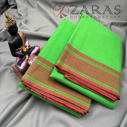 Bharatanatyam Dance Practice Saree - Green With Red Plain Border image 2