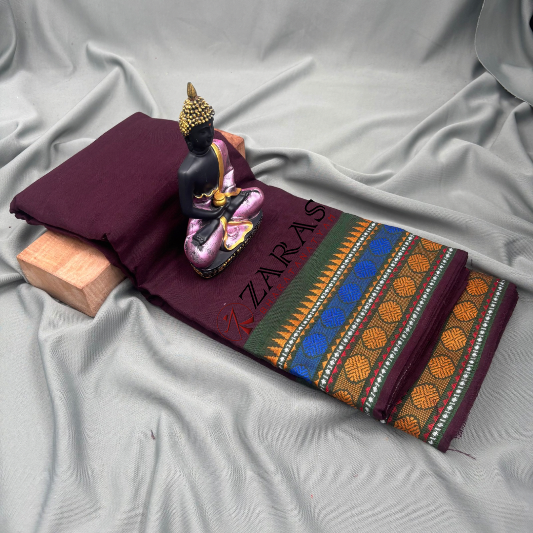 Bharatanatyam Dance Practice Saree - Brown YB Single Coin Border image 1