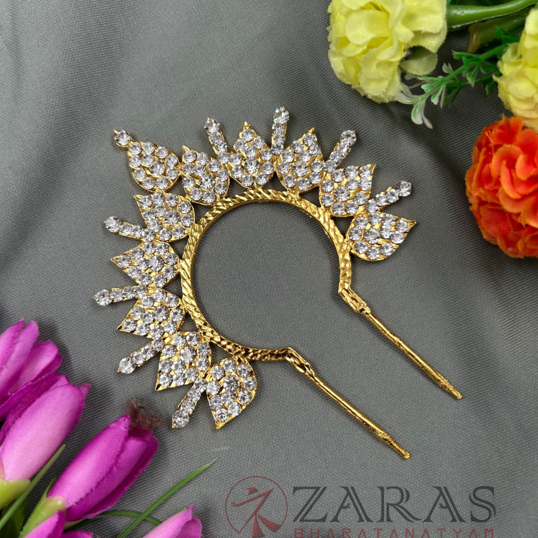 Bharatanatyam Dance Jewellery - Flower White Stone Head Arch image 1