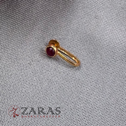 Bharatanatyam Dance Jewellery - Single Kemp Nose Pin Red kemp image 2