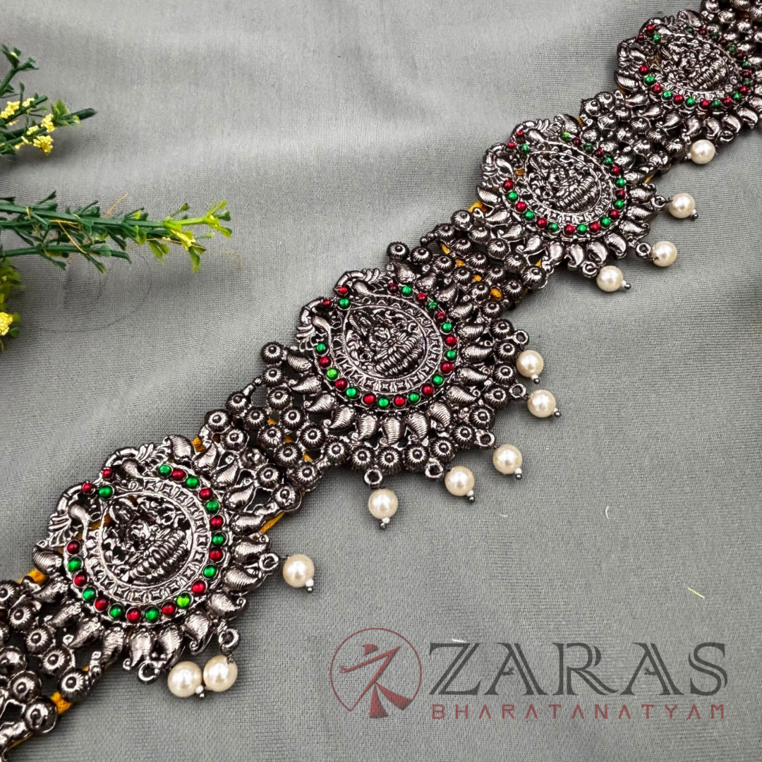 Bharatanatyam Dance Jewellery Black - Lakshmi Beads RG Kemp CS Hip Belt (Ottiyanam) image 0