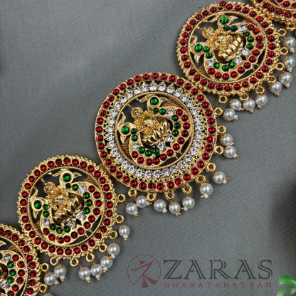 Bharatanatyam Dance Jewellery - Round Lakshmi RG Kemp CS Hip Belt (Ottiyanam) image 2