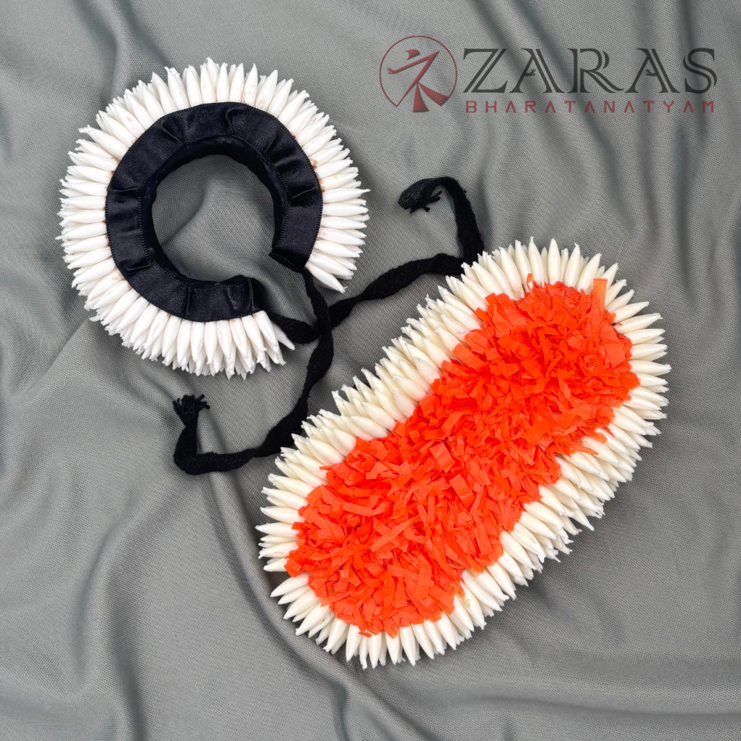 Bharatanatyam Dance Plastic Flower - White and Orange Full Set image 0
