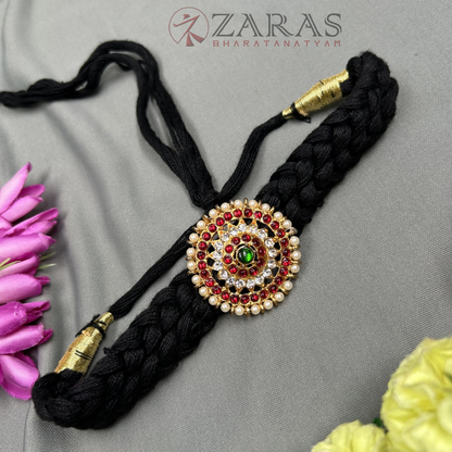 Bharatanatyam Dance Jewellery Necklace - Round Flower RG Kemp Black Thread Type image 1