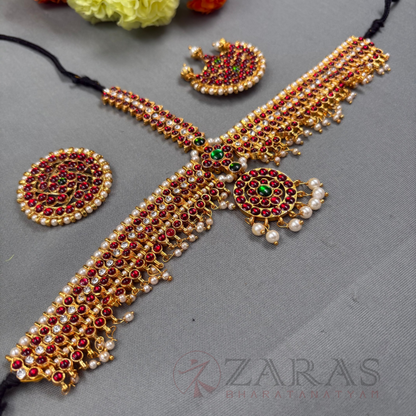 Bharatanatyam Dance Jewellery - Headset Round Leaf RG Kemp Beads CS image 1