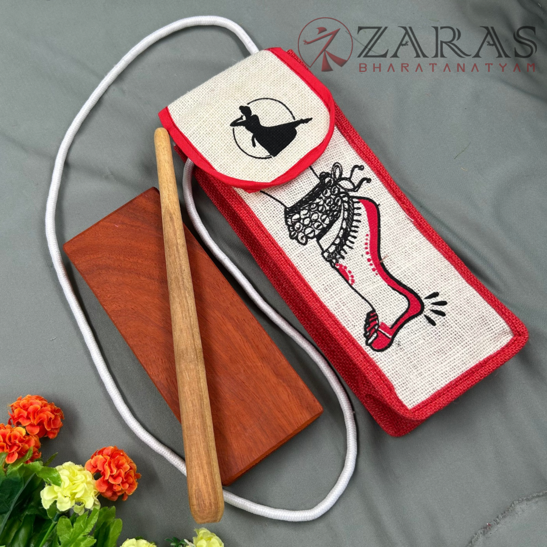 Bharatanatyam Dance Instruments - Thattu Manai Set / Thattu Kali &Jute Bag Combo PATAK Wood image 1