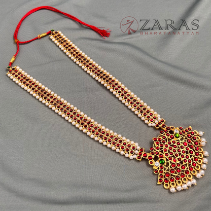 Bharatanatyam Dance Jewellery - Haaram Kemp Pe Pen Long image 1