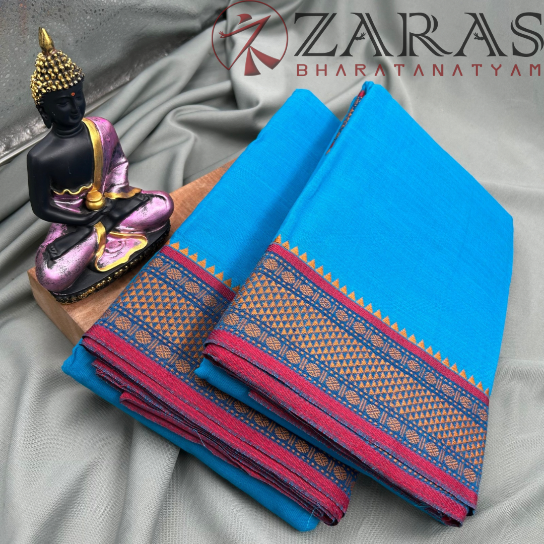 Bharatanatyam Dance Practice Saree - L Blue RD Gold Diamond Double Coin image 2