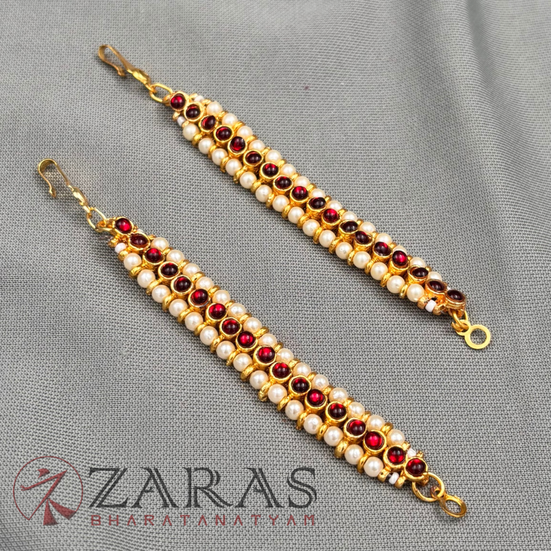 Bharatanatyam Dance Jewellery - Maatal Single Line R Kemp with Pear image 3