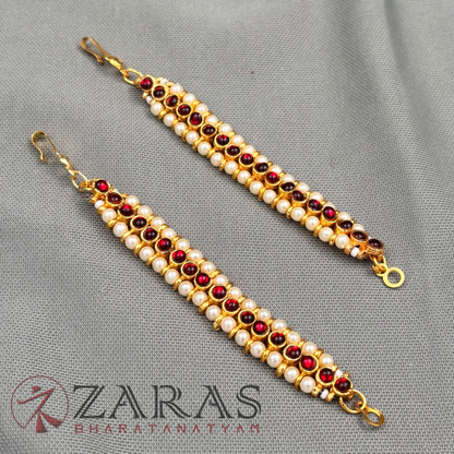 Bharatanatyam Dance Jewellery - Maatal Single Line R Kemp with Pear image 3