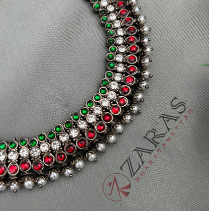 Bharatanatyam Dance Jewellery Black - Necklace 3 St RG Kemp CS with pearls image 0