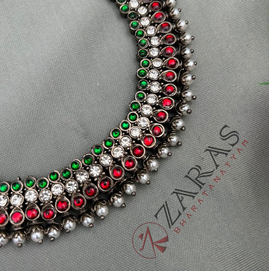 Bharatanatyam Dance Jewellery Black - Necklace 3 St RG Kemp CS with pearls image 0