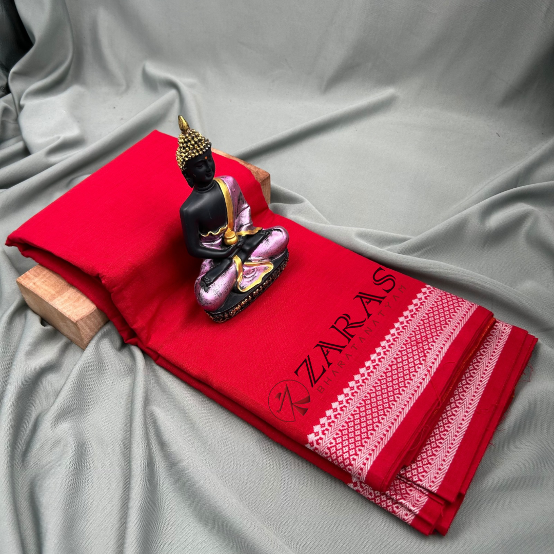 Bharatanatyam Dance Practice Saree - Red White S Gopuram Diamond image 1