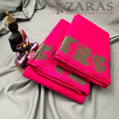 Bharatanatyam Dance Practice Saree - Pink with Green Mudhra Border image 2