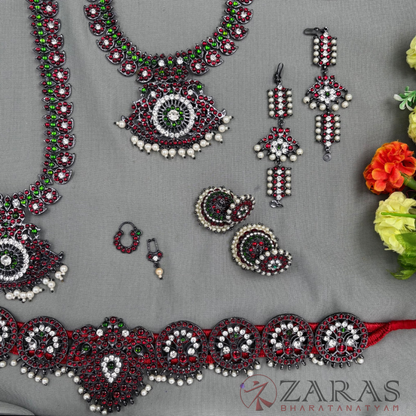 Bharatanatyam Dance Jewellery Black - Manga Full Set Kemp RGSl image 5