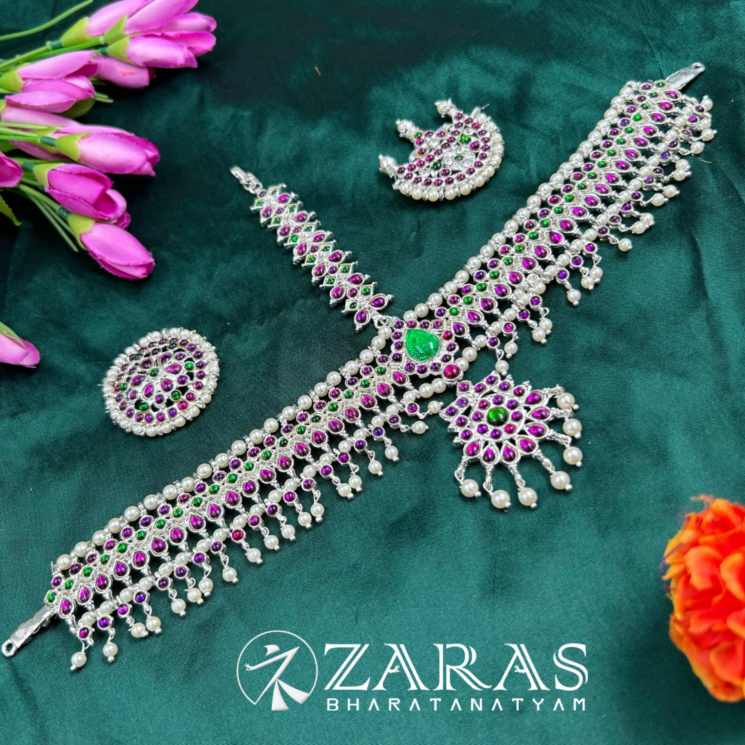 Bharatanatyam Dance Silver Jewellery - Headset Flower Design PG Kemp CS image 1