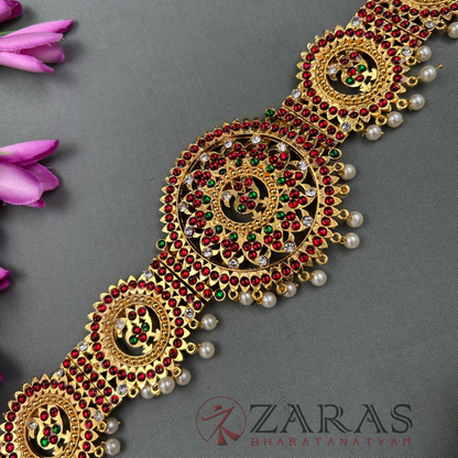 Bharatanatyam Dance Jewellery - Round Flower Hip Belt RG Kemp CS (Ottiyanam) image 2