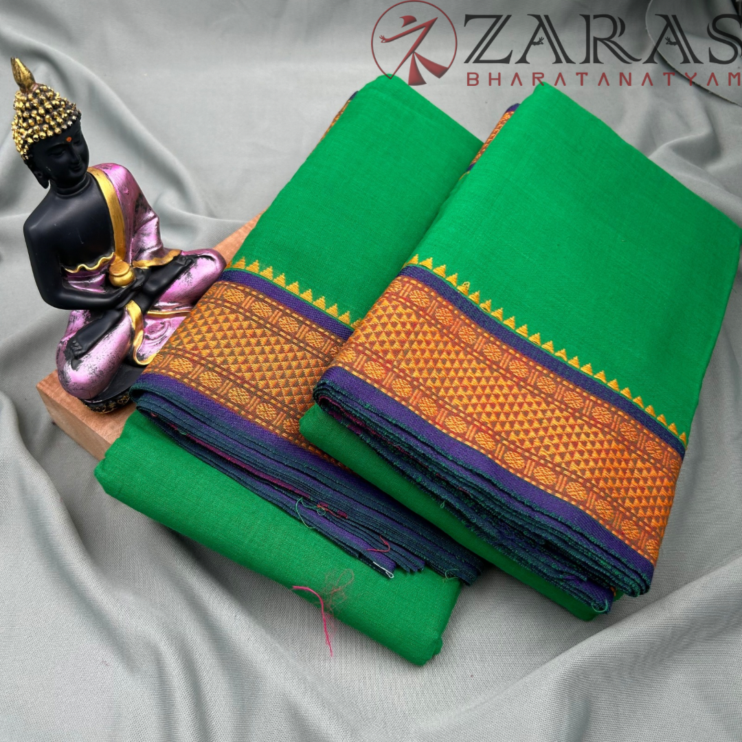 Bharatanatyam Dance Practice Saree - Green Mus Diamond Double Coin image 2