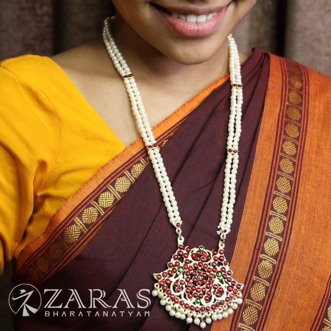 Bharatanatyam Dance Jewellery - 2 Line Beads RG Kemp Pe Padakam (Muthu Maalai) image 0