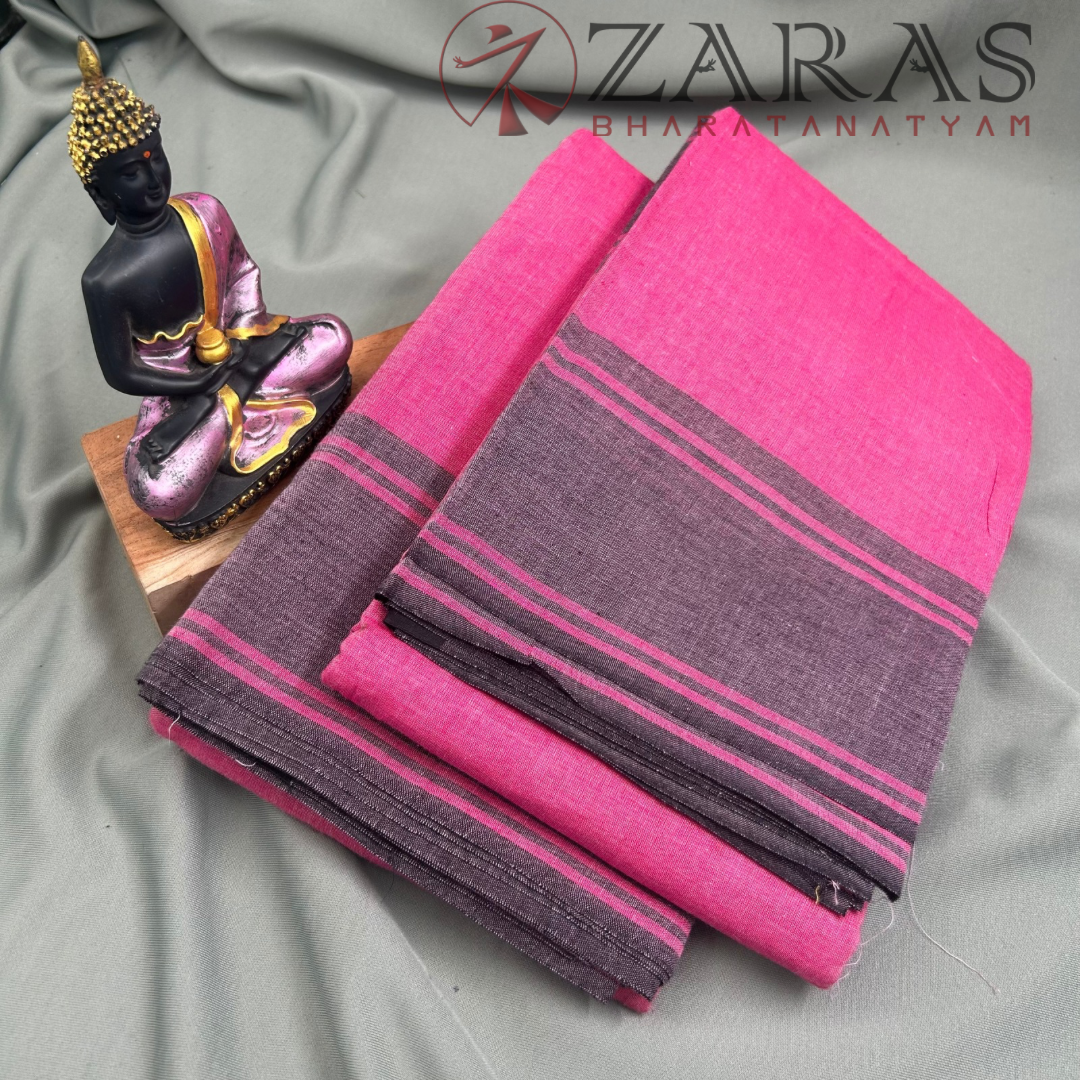 Bharatanatyam Dance Practice Saree - Pink with Black Plain Border image 1