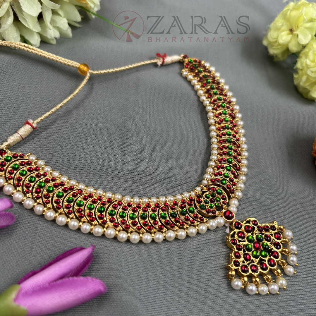 Bharatanatyam Dance Jewellery Necklace - S Flower Leaf RG Kemp CS Beads image 1