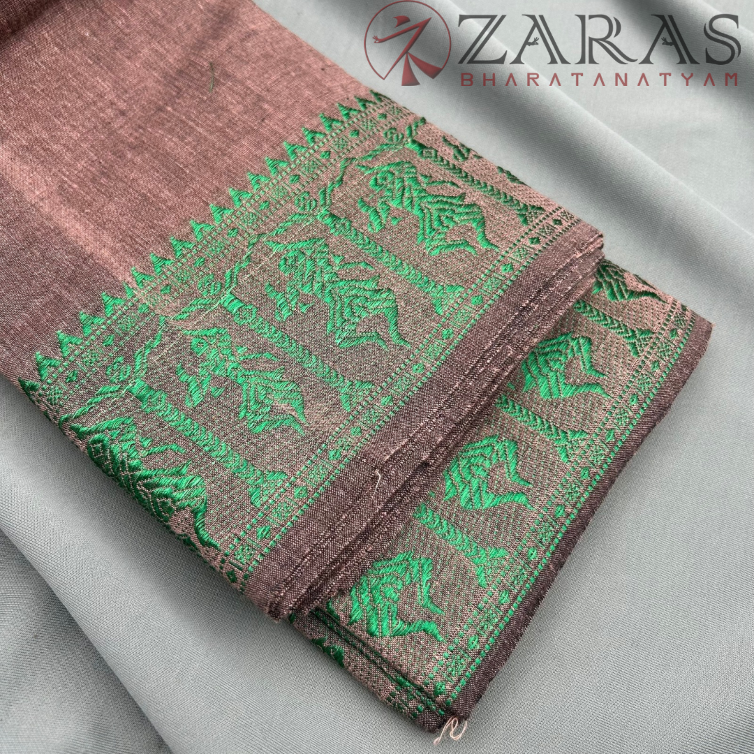 Bharatanatyam Dance Practice Saree - D Shade Brown Doll Border image 1