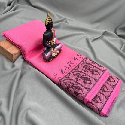 Bharatanatyam Dance Practice Saree - Baby Pink with Black Doll Border image 1