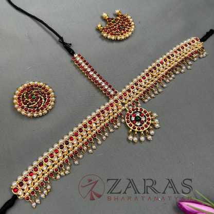 Bharatanatyam Dance Jewellery - Headset Manga RG Kemp Beads CS image 2