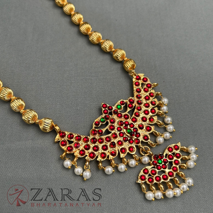 Bharatanatyam Dance Jewellery - Single Line Gold Beads RG Kemp Haaram / Long Chain image 3