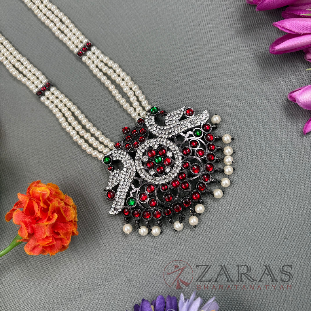 Bharatanatyam Dance Jewellery Black - 3 Line Pea Padak RG Kemp CS Beads Haaram image 1