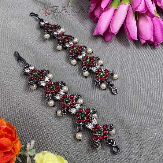 Bharatanatyam Dance Jewellery Black - Maatal Flower RG Kemp CS Pearls image 0