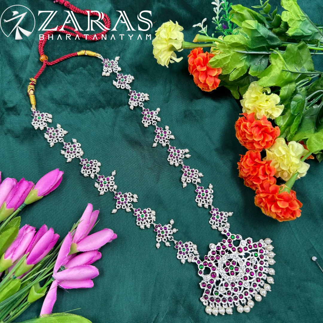 Bharatanatyam Dance Silver Jewellery - Haaram Pea Padak Beads PG Kemp CS image 0