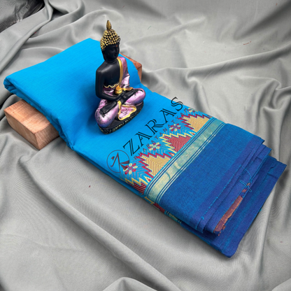 Bharatanatyam Dance Practice Saree - Light Blue Gopuram Border image 1