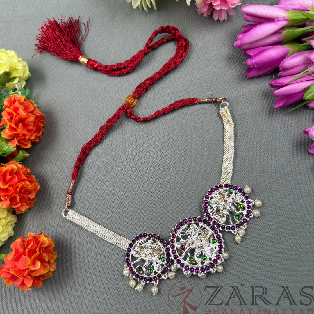 Bharatanatyam Dance Silver Jewellery - Nadaraj Necklace PG Kemp Stone image 0