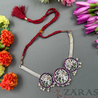 Bharatanatyam Dance Silver Jewellery - Nadaraj Necklace PG Kemp Stone image 0