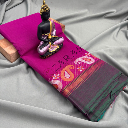 Bharatanatyam Dance Practice Saree - Purple Green Manga Border image 1