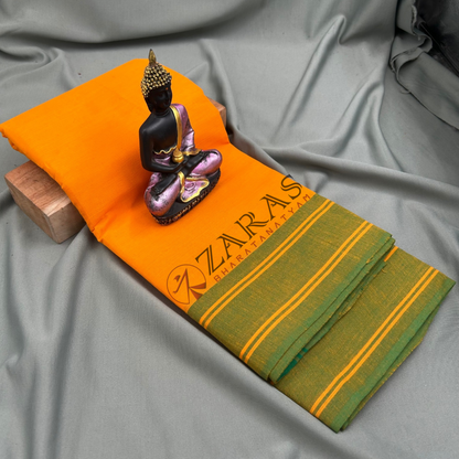 Bharatanatyam Dance Practice Saree - Mango yellow with Green Plain Border image 0