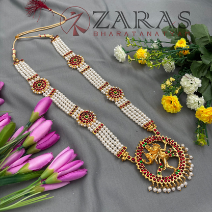 Bharatanatyam Dance Jewellery - Haaram 4 Line Nadaraj Pearls RG Kemp CS image 2