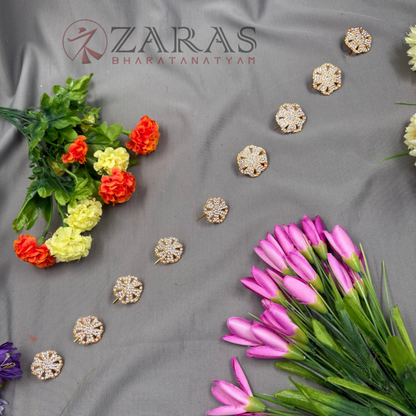 Bharatanatyam Dance Jewellery - Jada Billa Flower Design White Stone (Set of 9 Pcs) image 0