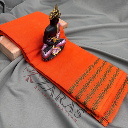 Bharatanatyam Dance Practice Saree - Orange Green Coin Border image 0