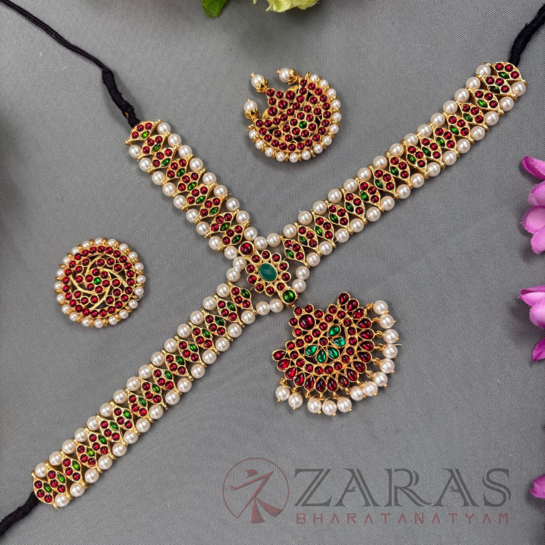 Bharatanatyam Dance Jewellery - Headset Flower RG Kemp Beads CS image 0