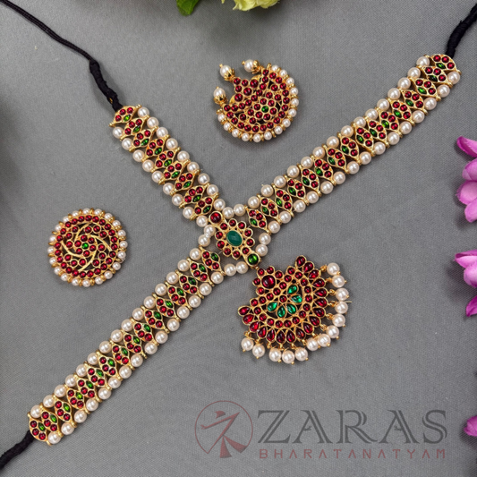 Bharatanatyam Dance Jewellery - Headset Flower RG Kemp Beads CS image 0