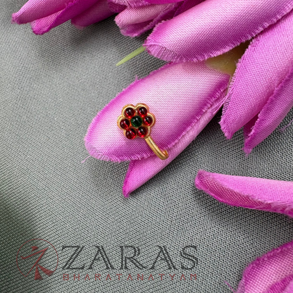 Bharatanatyam Dance Jewellery - 7 S Nose Pin Red kemp image 0