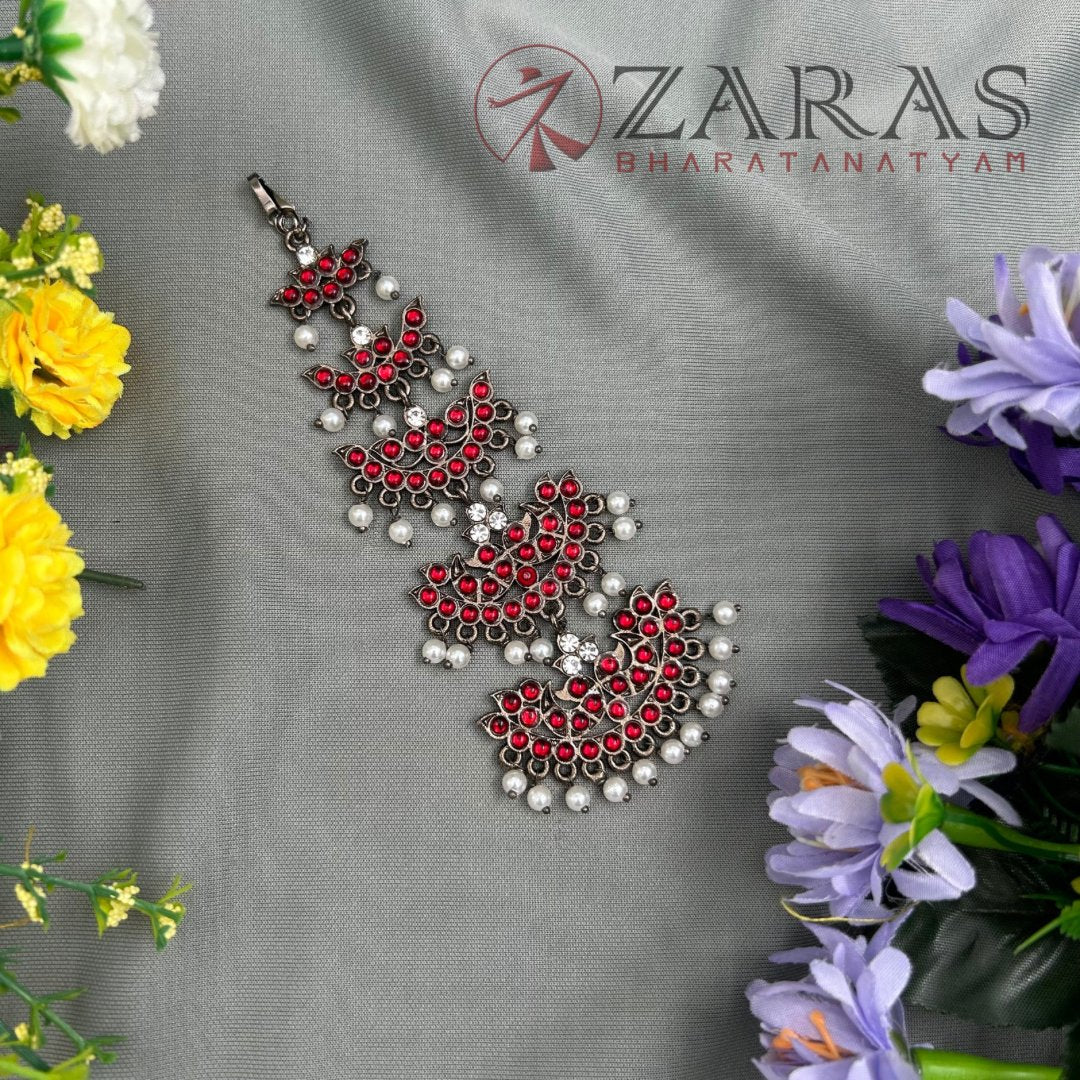 Bharatanatyam Dance Jewellery Black - 5 Step Leaf & Mee Netti Chutti RG Kemp CS image 0