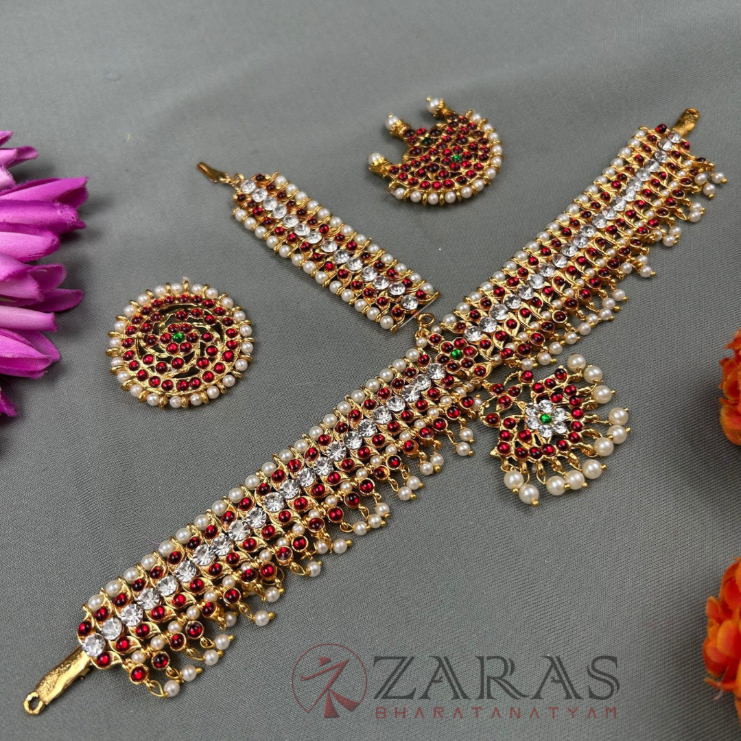 Bharatanatyam Dance Jewellery - Headset Sow & Leaf RG Kemp Beads CS image 1
