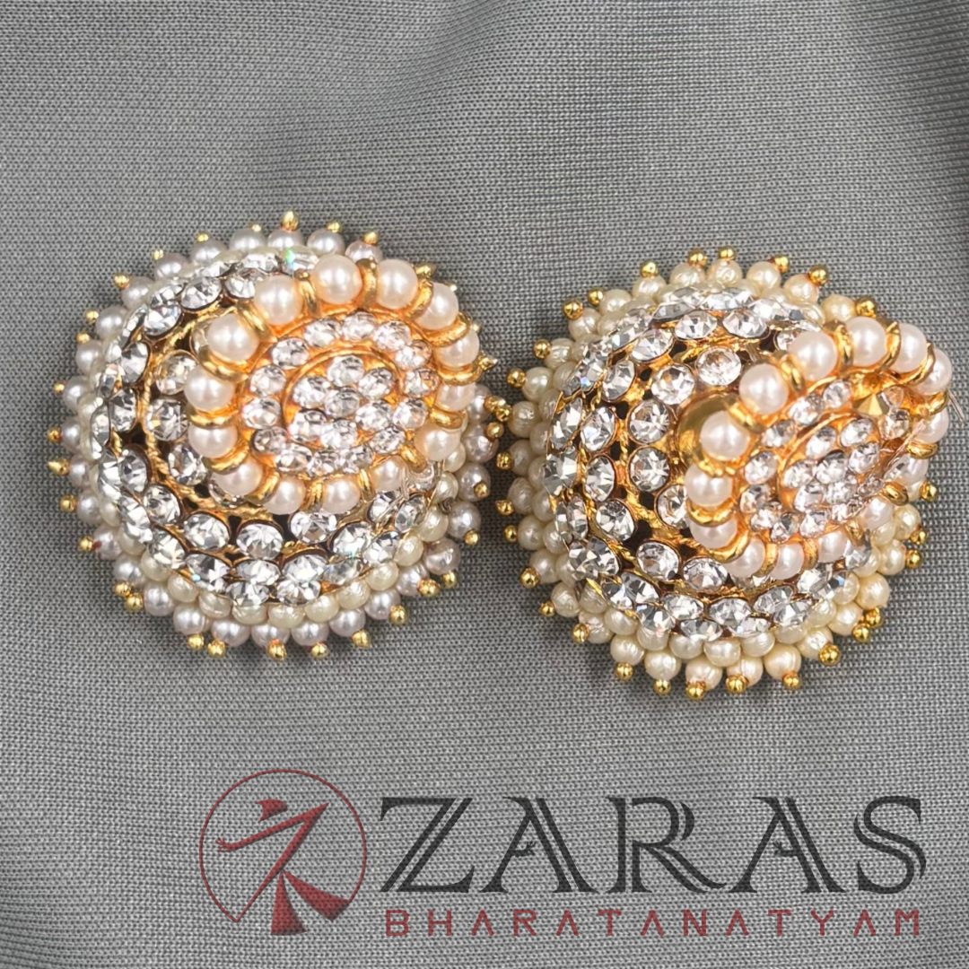 Bharatanatyam Dance Jewellery - Jimiki with Kammal 4L White Stone image 3