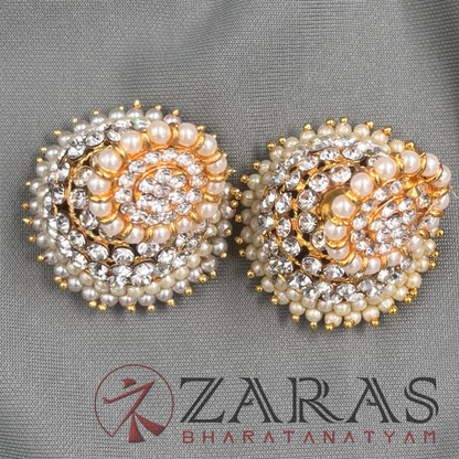 Bharatanatyam Dance Jewellery - Jimiki with Kammal 4L White Stone image 3