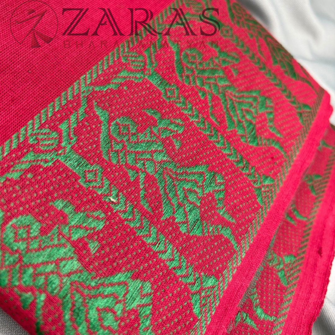 Bharatanatyam Dance Practice Saree - L Maroon Green Doll Border image 1