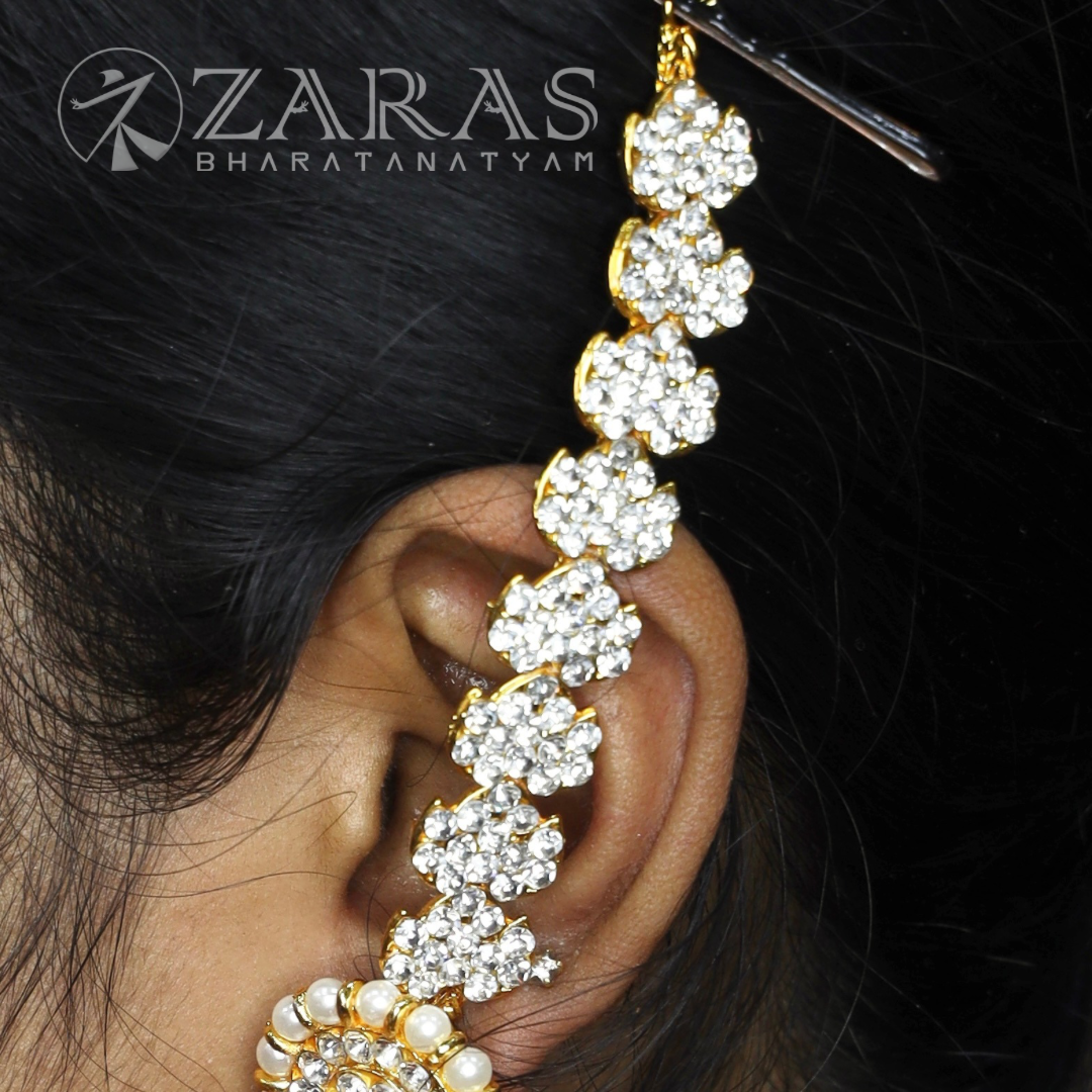 Bharatanatyam Dance Jewellery - Flower White Stone Maatal SA image 0